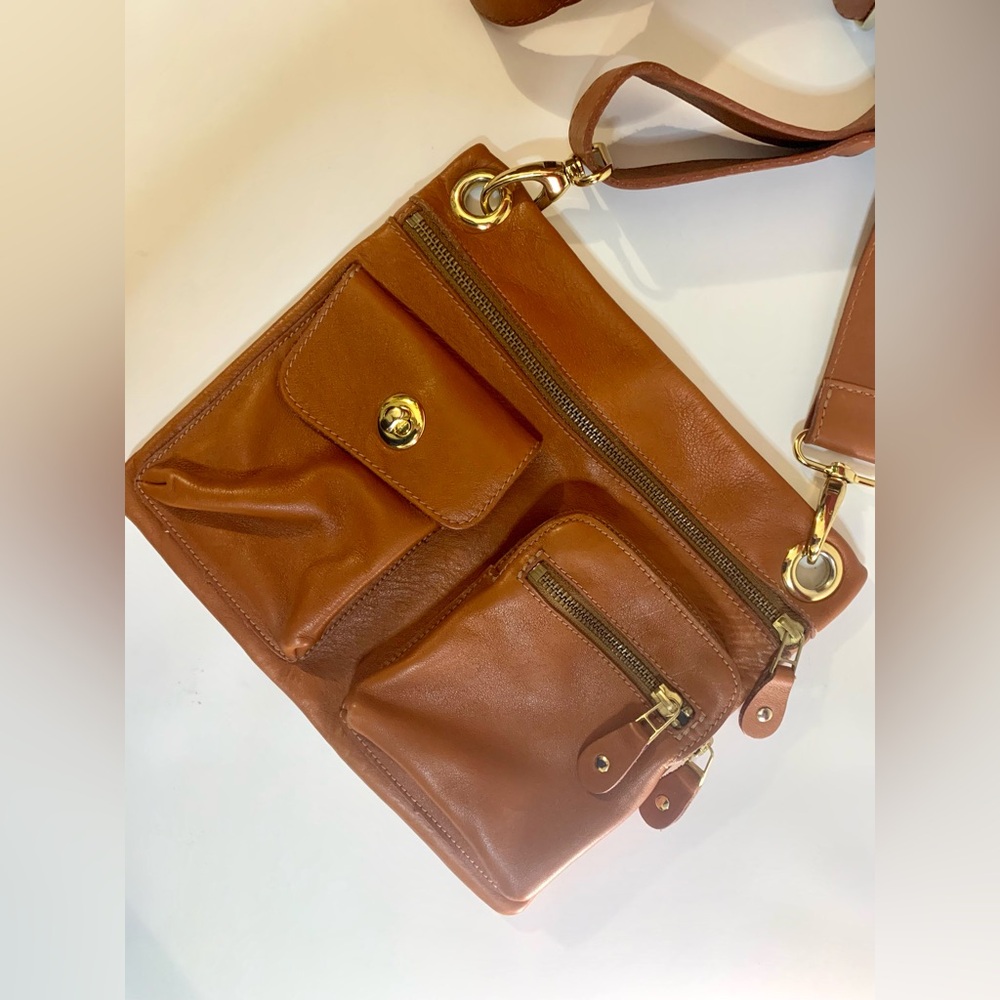Roots Leather Crossbody Flat Bag